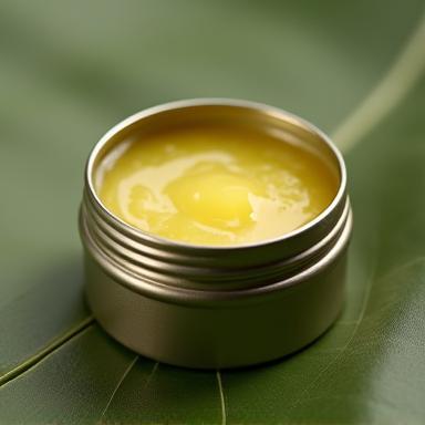 Small metal tin of natural herbal balm.